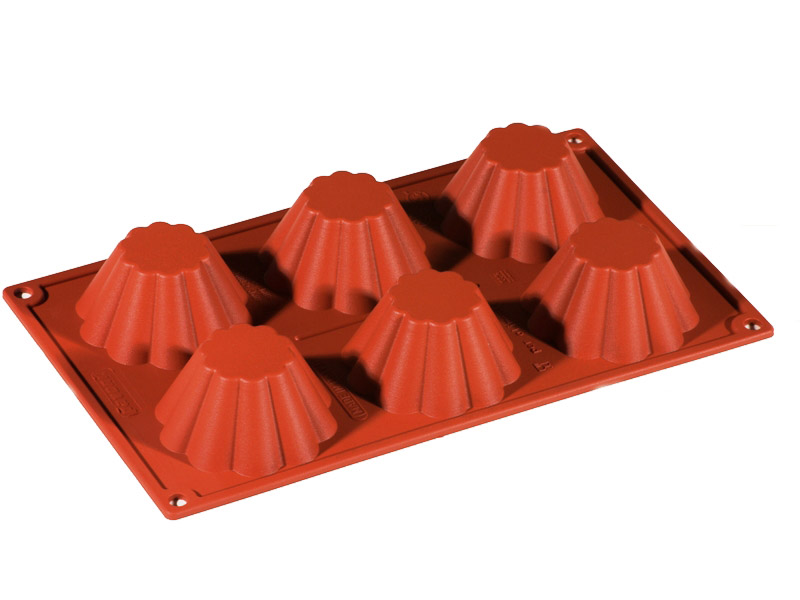 [PI-FR012] SILICONE MOULD GN1/3 CANELÉ BRIOCHE 6pcs ø79mm