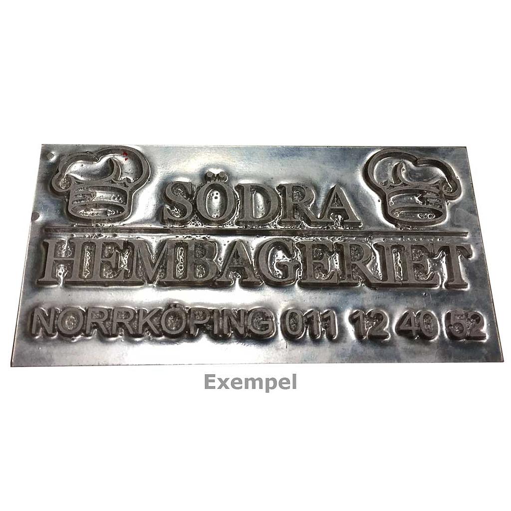 KLICHÉ 115x50mm till varmprägling av brödback