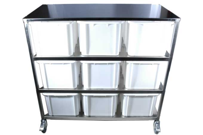 [TARX-ZTW960] VEIEBORD med plastbeholdere 9x60L