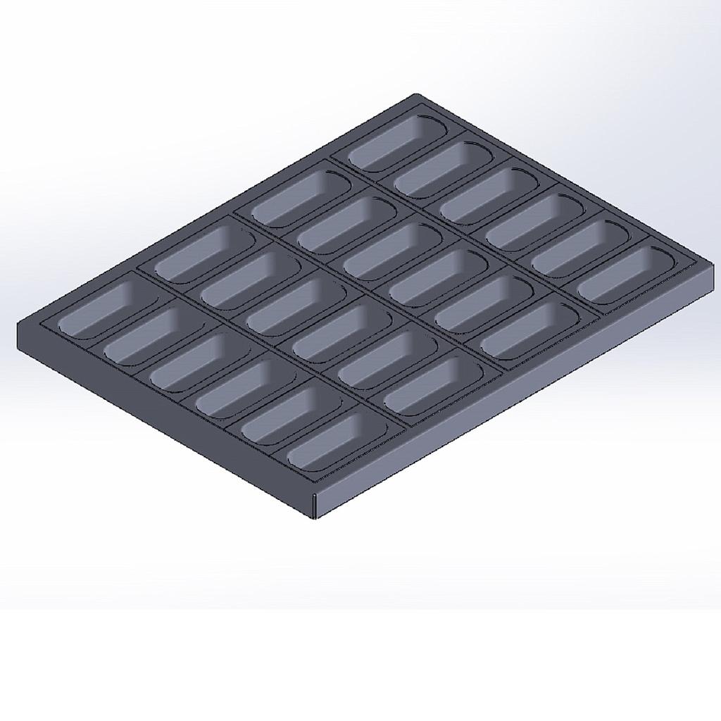 [FORX-1912004-re] HOT DOG BUN TRAY 47x63 24x 130mm RilonElast