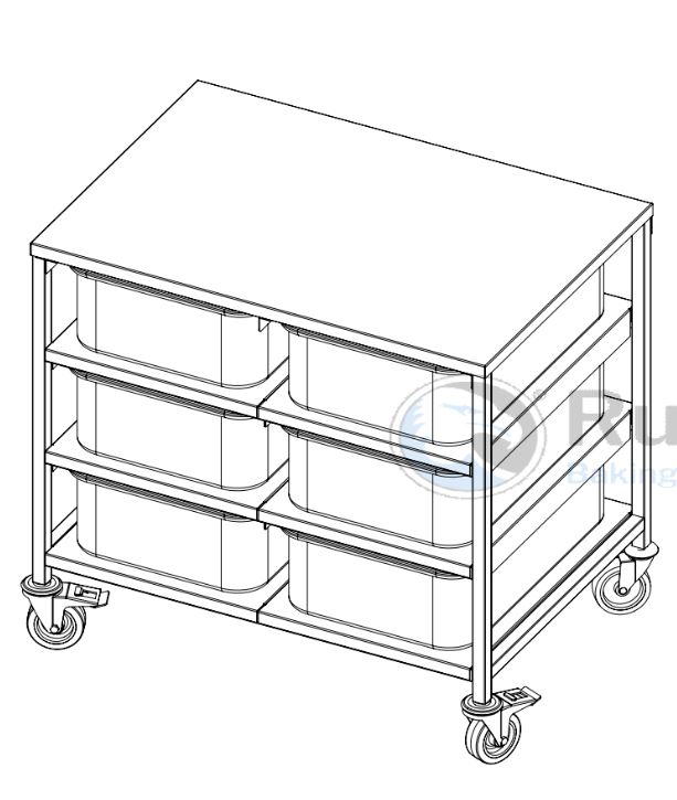 VEJEBORD med plastbeholdere 6x30L 