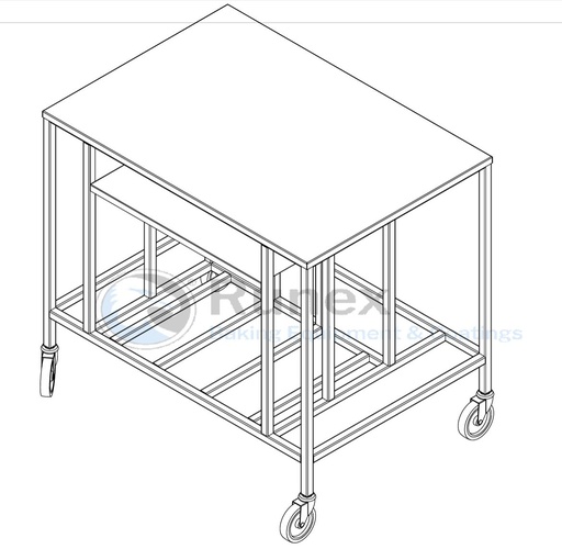 [TARX-1502004] BORDSVAGN 100x70cm Hylla för bakplåtspapper Fack för plåtförvaring